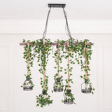Industrial Farmhouse Wooden Beam Chandelier with Hemp Rope for Island Dining Room