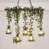 Industrial Farmhouse Wooden Beam Chandelier with Hemp Rope for Island Dining Room