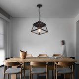 Industrial Geometric Iron Chandelier Retro Pendant Light with Adjustable Height for Entryway and Living Room