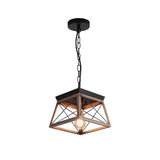 Industrial Geometric Iron Chandelier Retro Pendant Light with Adjustable Height for Entryway and Living Room