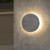 Industrial Gray Concrete Round Outdoor LED Wall Light Flush Mount Garden Accent Sconce