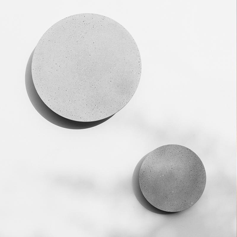 Industrial Gray Concrete Round Outdoor LED Wall Light Flush Mount Garden Accent Sconce