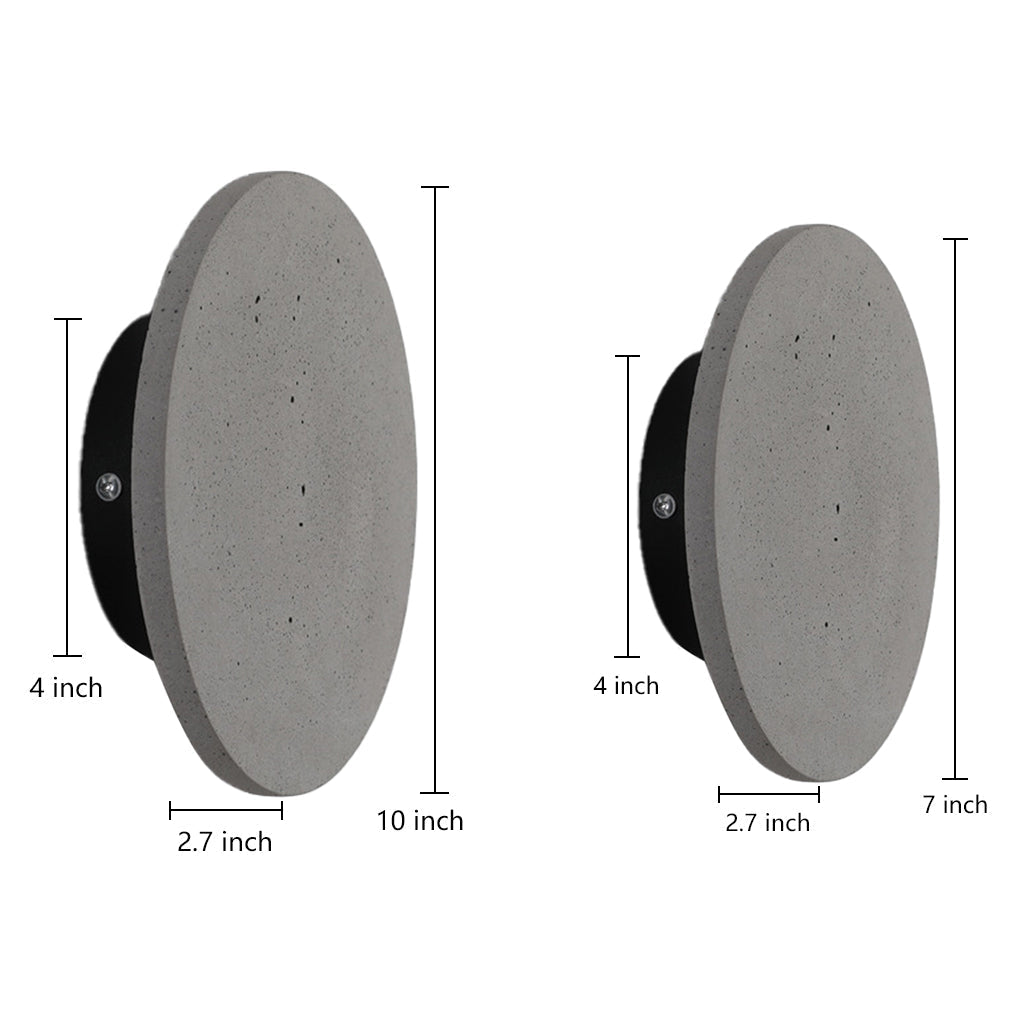 Industrial Gray Concrete Round Outdoor LED Wall Light Flush Mount Garden Accent Sconce