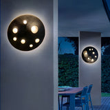 Industrial Gray Stone Lunar Crater LED Outdoor Wall Lamp Waterproof Circular Exterior Sconce for Garden Villa