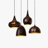 Industrial Hollow Metal Pendant Lamp Vintage Gold Inner Cage Ceiling Hanging Light Fixture