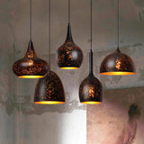 Industrial Hollow Metal Pendant Lamp Vintage Gold Inner Cage Ceiling Hanging Light Fixture