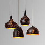 Industrial Hollow Metal Pendant Lamp Vintage Gold Inner Cage Ceiling Hanging Light Fixture