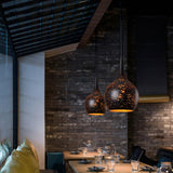 Industrial Hollow Metal Pendant Lamp Vintage Gold Inner Cage Ceiling Hanging Light Fixture