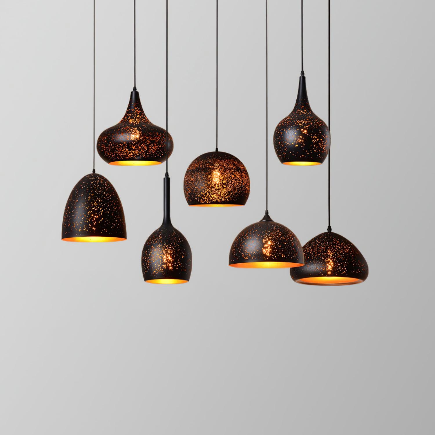 Industrial Hollow Metal Pendant Lamp Vintage Gold Inner Cage Ceiling Hanging Light Fixture