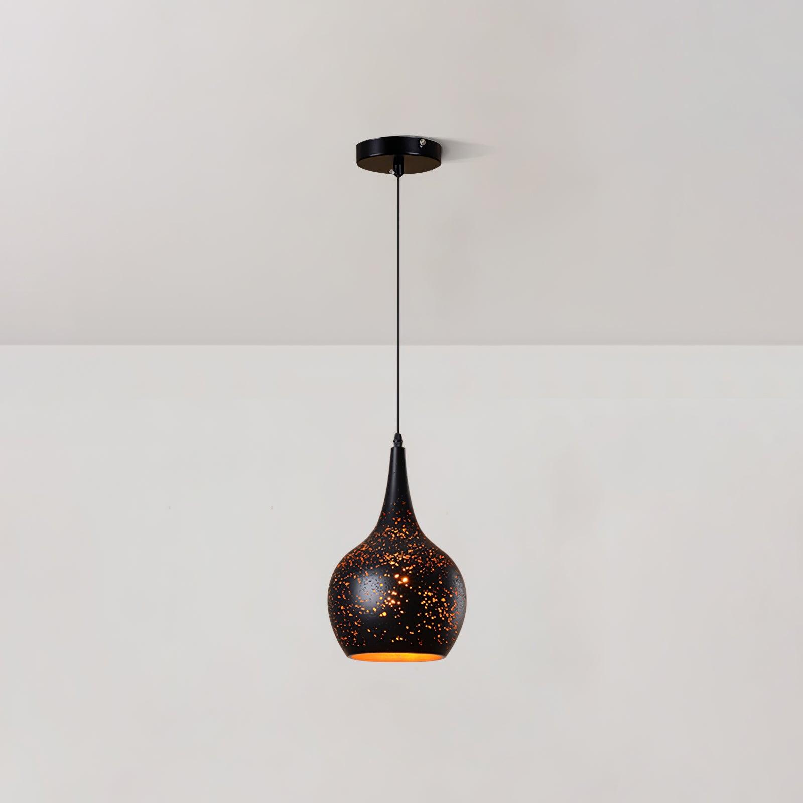 Industrial Hollow Metal Pendant Lamp Vintage Gold Inner Cage Ceiling Hanging Light Fixture
