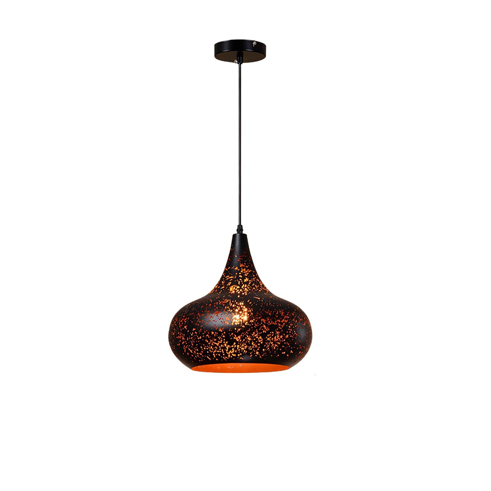 Industrial Hollow Metal Pendant Lamp Vintage Gold Inner Cage Ceiling Hanging Light Fixture