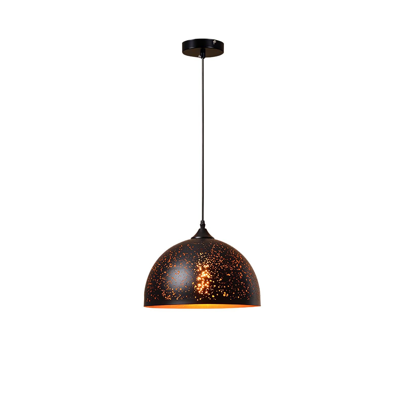 Industrial Hollow Metal Pendant Lamp Vintage Gold Inner Cage Ceiling Hanging Light Fixture