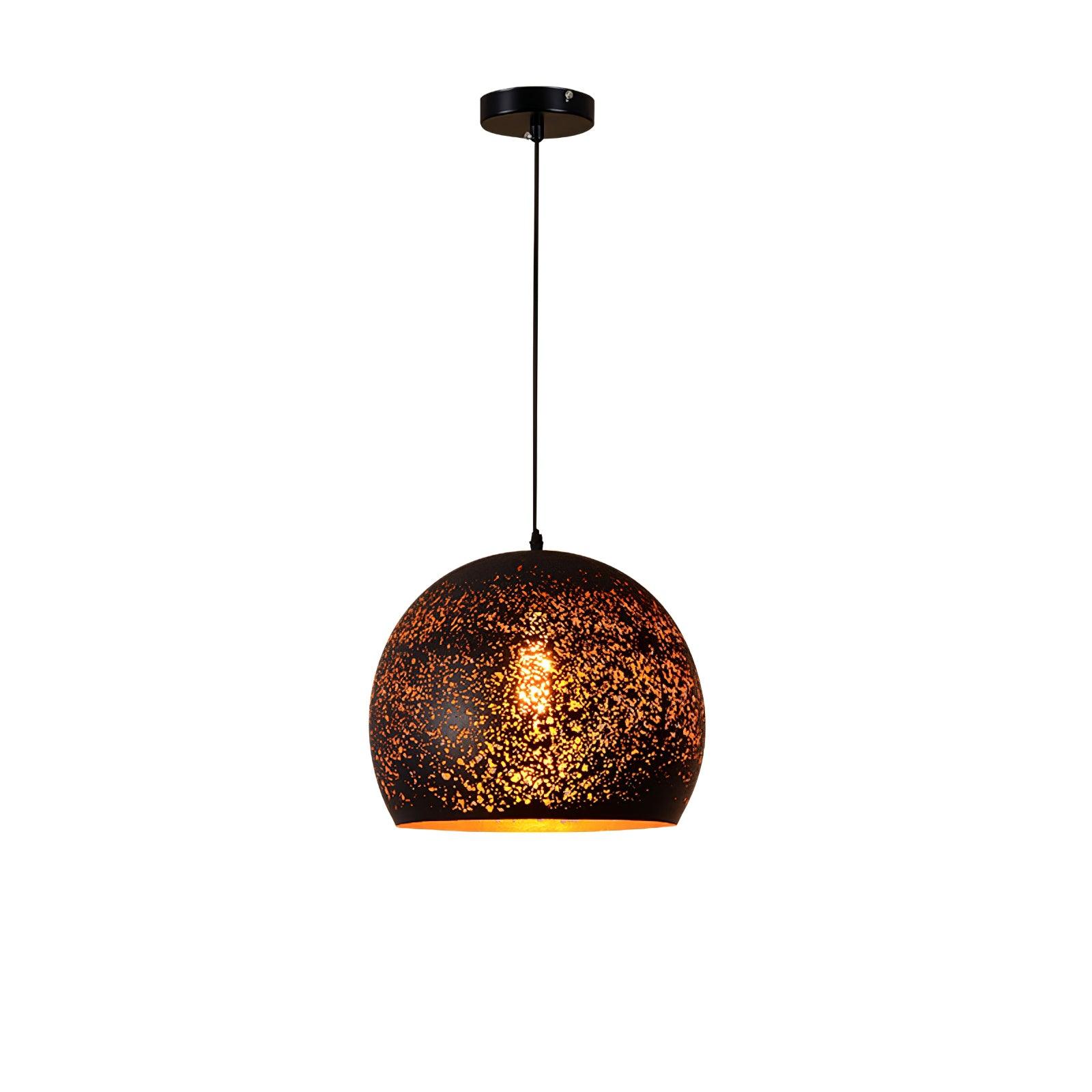 Industrial Hollow Metal Pendant Lamp Vintage Gold Inner Cage Ceiling Hanging Light Fixture