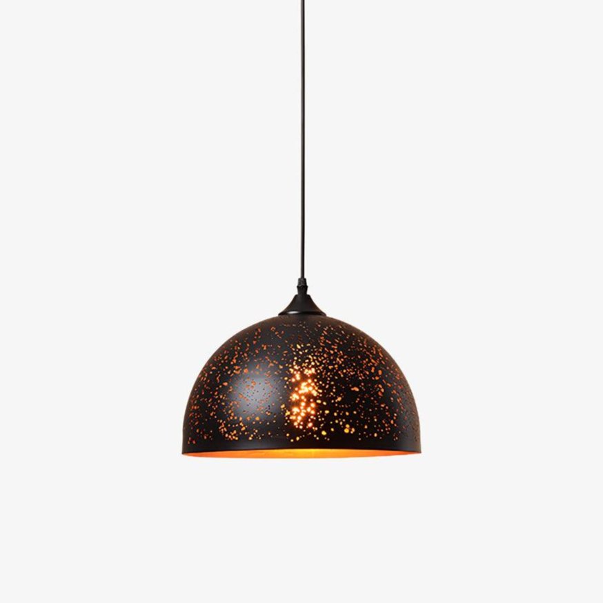 Industrial Hollow Metal Pendant Lamp Vintage Gold Inner Cage Ceiling Hanging Light Fixture