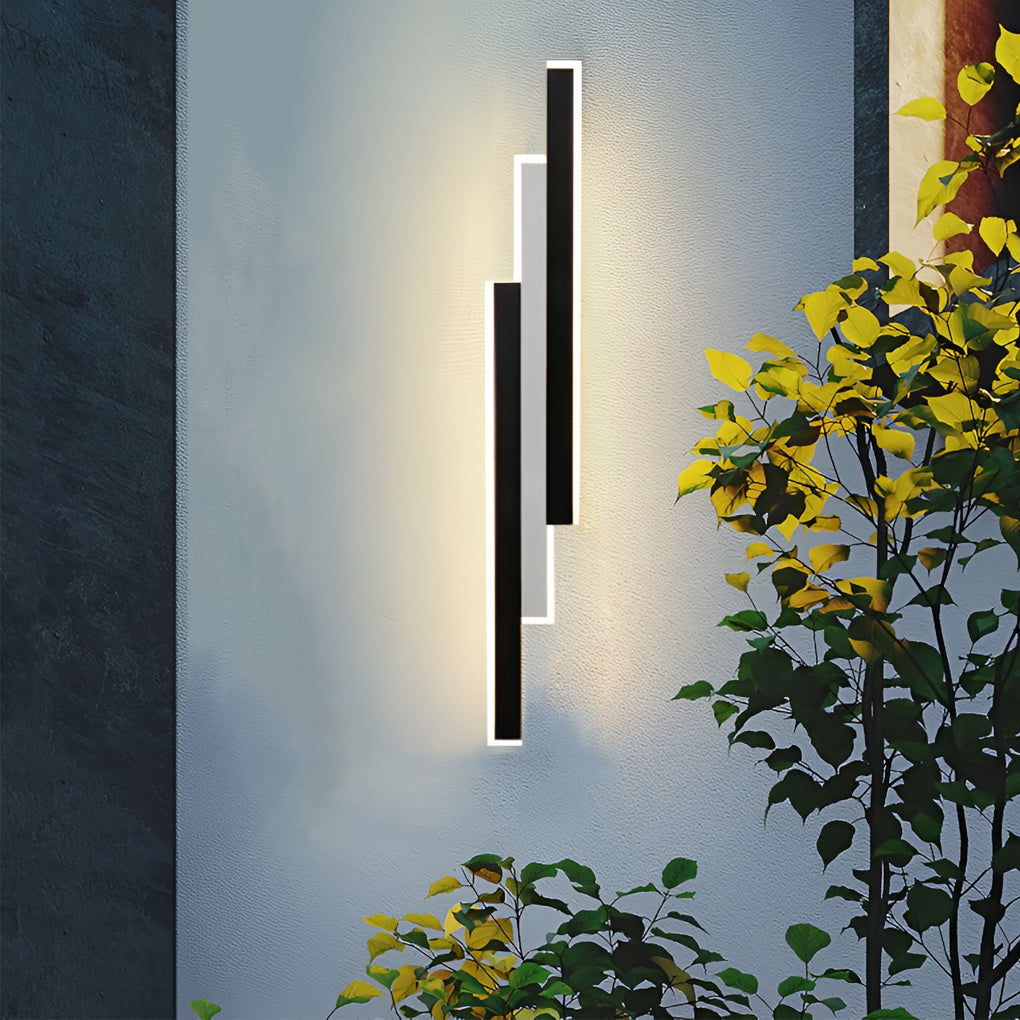 Industrial LED Linear Outdoor Wall Light 3 Bar Rectangle Sconce for Patio Porch and Garage