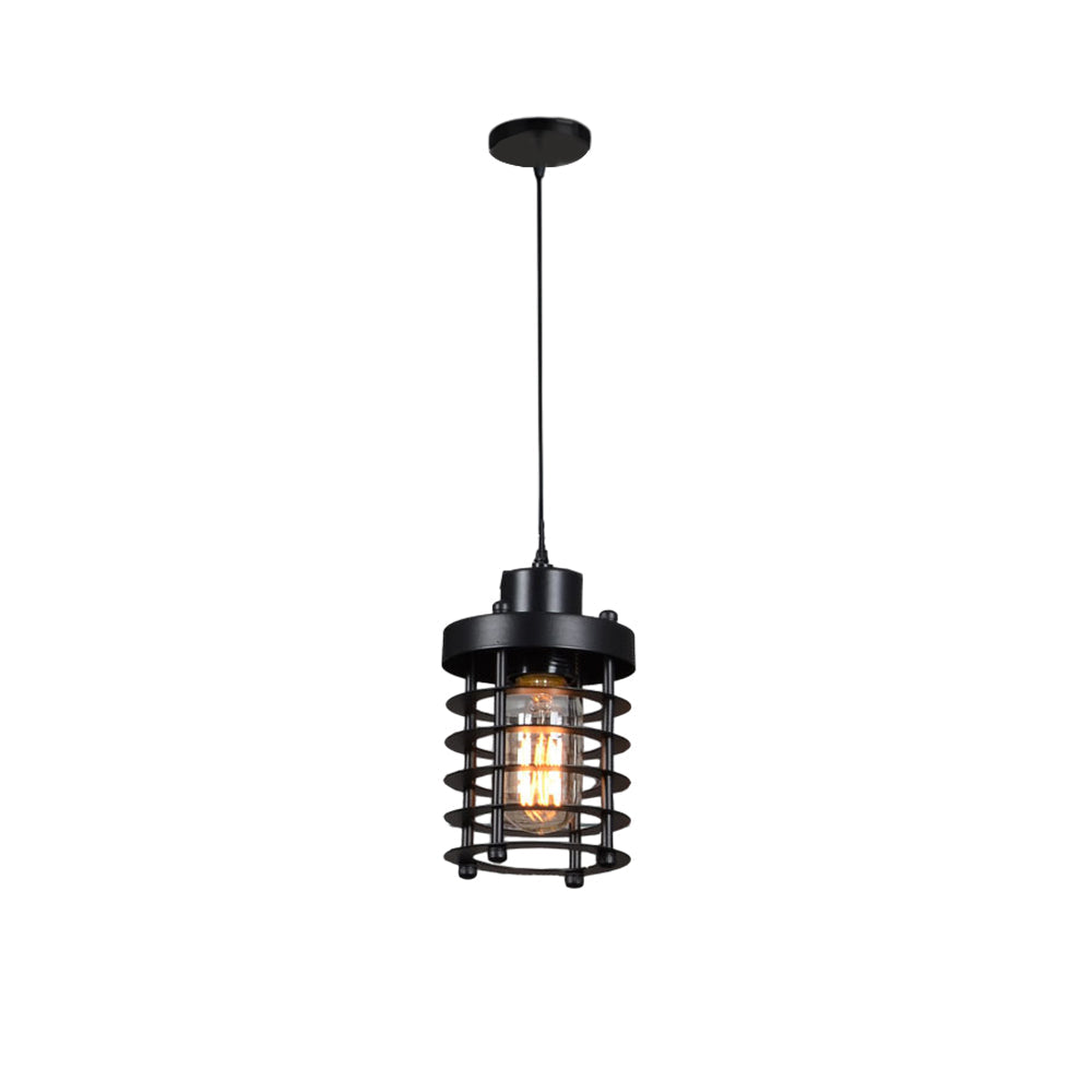 Industrial Metal Cage Pendant Light Retro Rustic Hanging Lamp for Kitchen Island and Dining Room