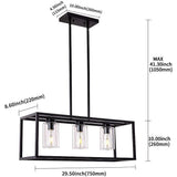 Industrial Rectangular Box Lantern Chandelier for Dining Room and Kitchen Island Metal Five Light Fixture