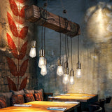 Industrial Rustic Wood Beam 10 Light Island Pendant Light for Farmhouse Kitchen