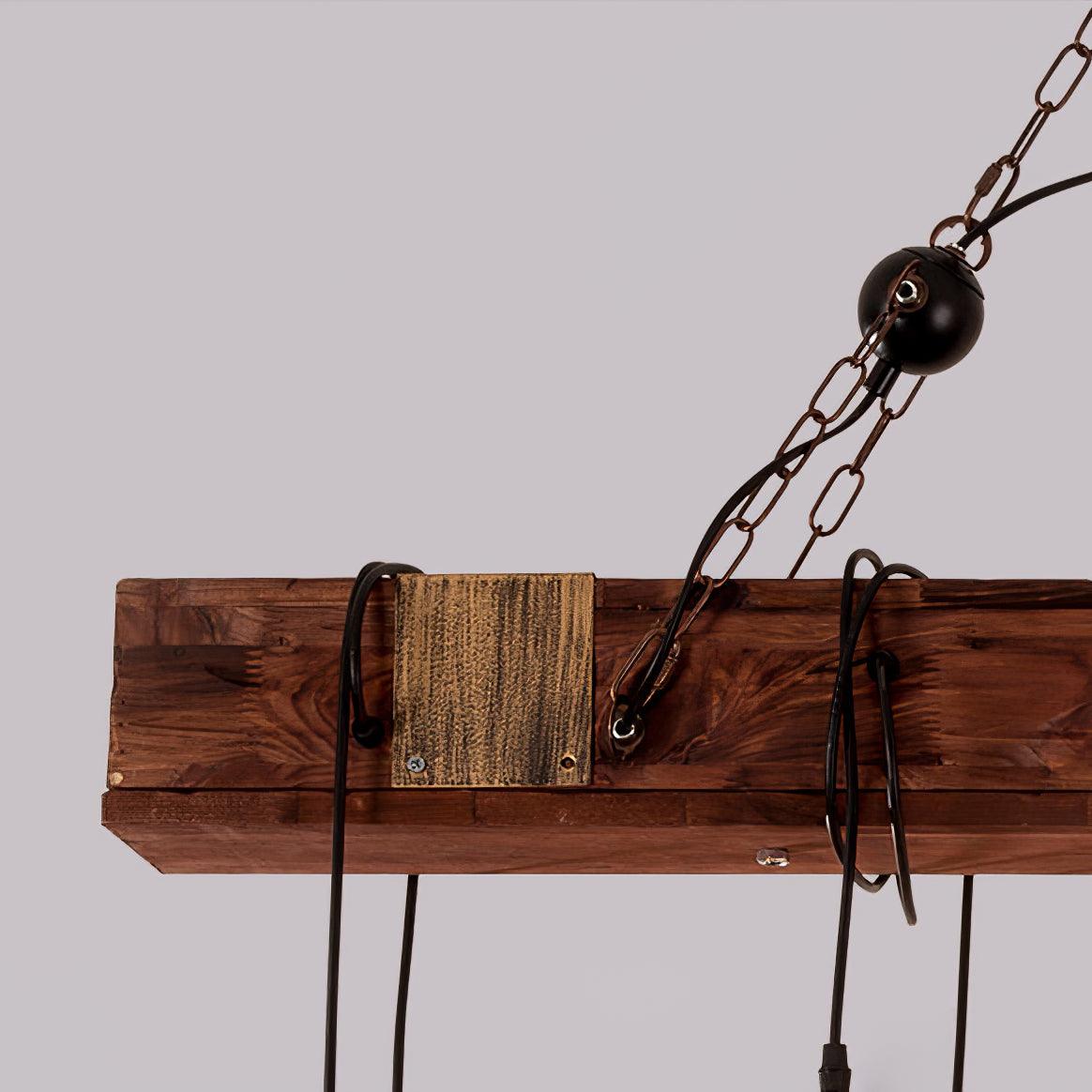 Industrial Rustic Wood Beam 10 Light Island Pendant Light for Farmhouse Kitchen