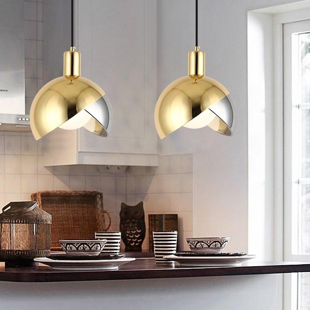Industrial Semi Globe Glass Pendant Light Dual Colored Metal Hanging Fixture for Dining Room and Modern Office