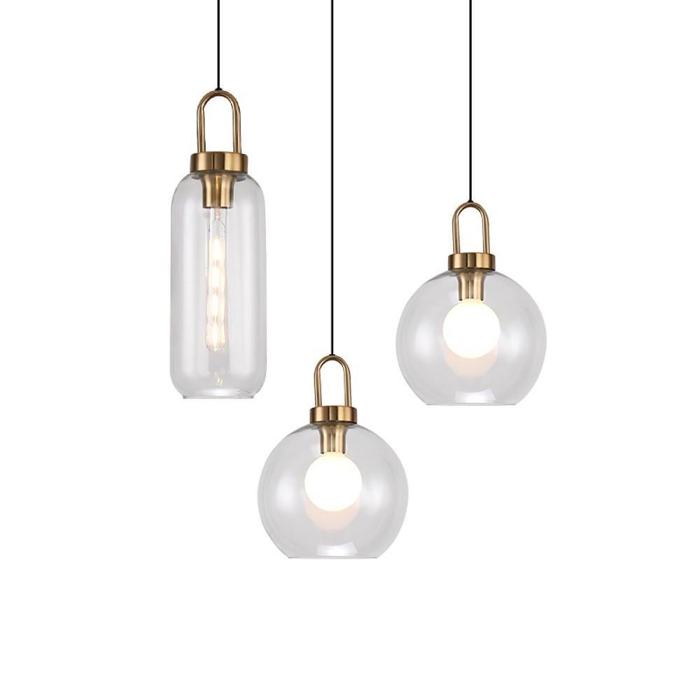 Industrial Semi Globe Glass Pendant Light Electroplated Metal LED Hanging Ceiling Lamp for Kitchen