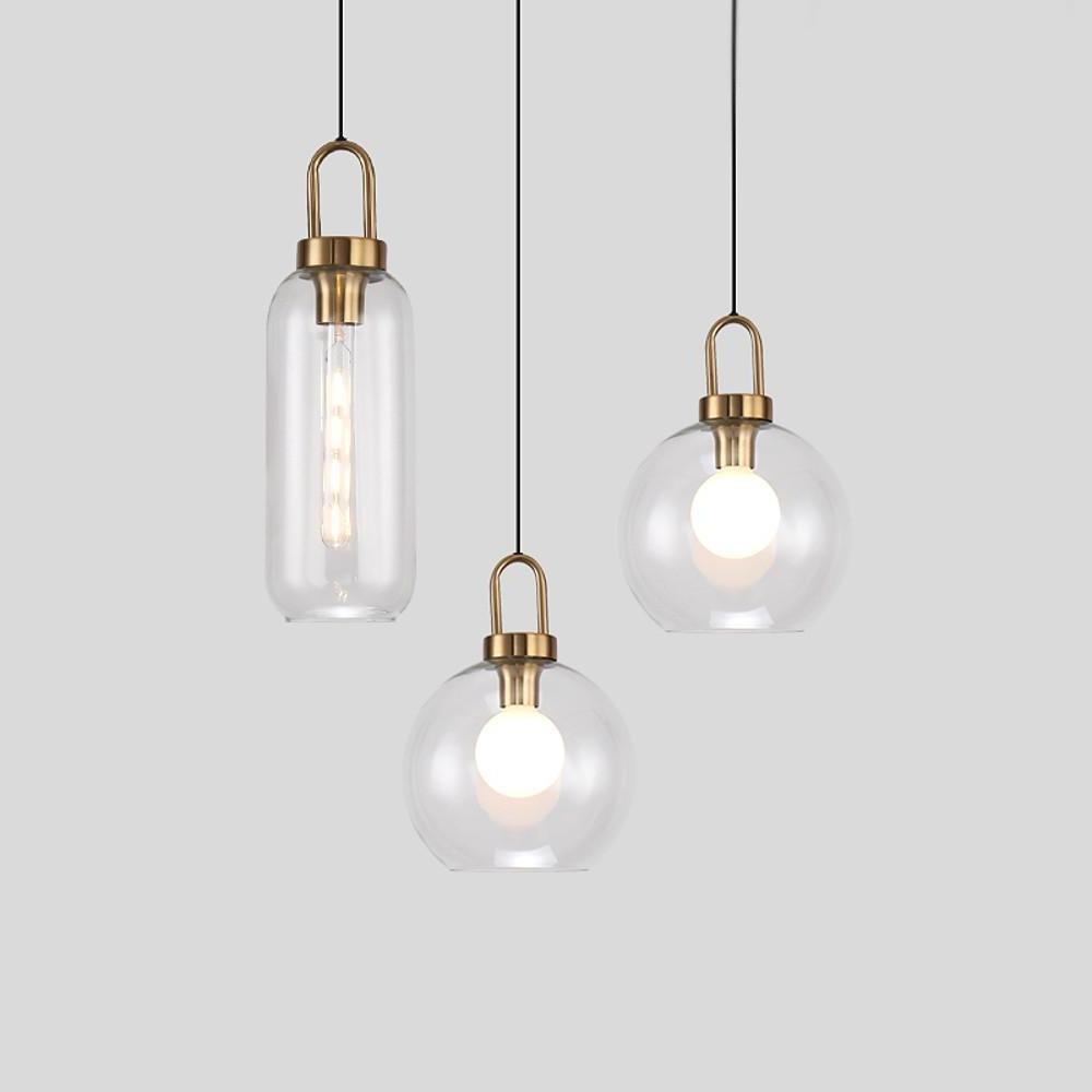 Industrial Semi Globe Glass Pendant Light Electroplated Metal LED Hanging Ceiling Lamp for Kitchen