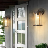 Industrial Style Outdoor Wall Light Black Waterproof Exterior Glass Sconce for Porch and Garden