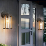 Industrial Style Outdoor Wall Light Black Waterproof Exterior Glass Sconce for Porch and Garden