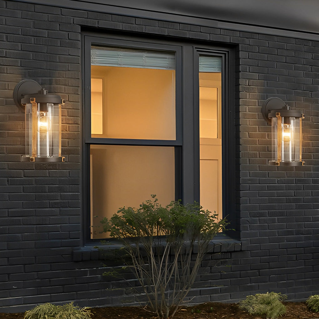 Industrial Style Outdoor Wall Light Black Waterproof Exterior Glass Sconce for Porch and Garden