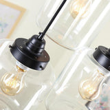 Industrial Three Light Glass Foyer Chandelier with Clear Shades for Dining Room