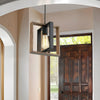Industrial Wood Frame Linear Chandelier Vintage American Style Dining Room and Kitchen Island Pendant Light