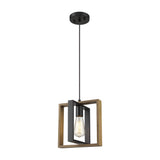 Industrial Wood Frame Linear Chandelier Vintage American Style Dining Room and Kitchen Island Pendant Light