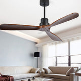 Modern Wood Blade LED Ceiling Fan Lamp with Remote Control and Intelligent Dimming Frequency Conversion