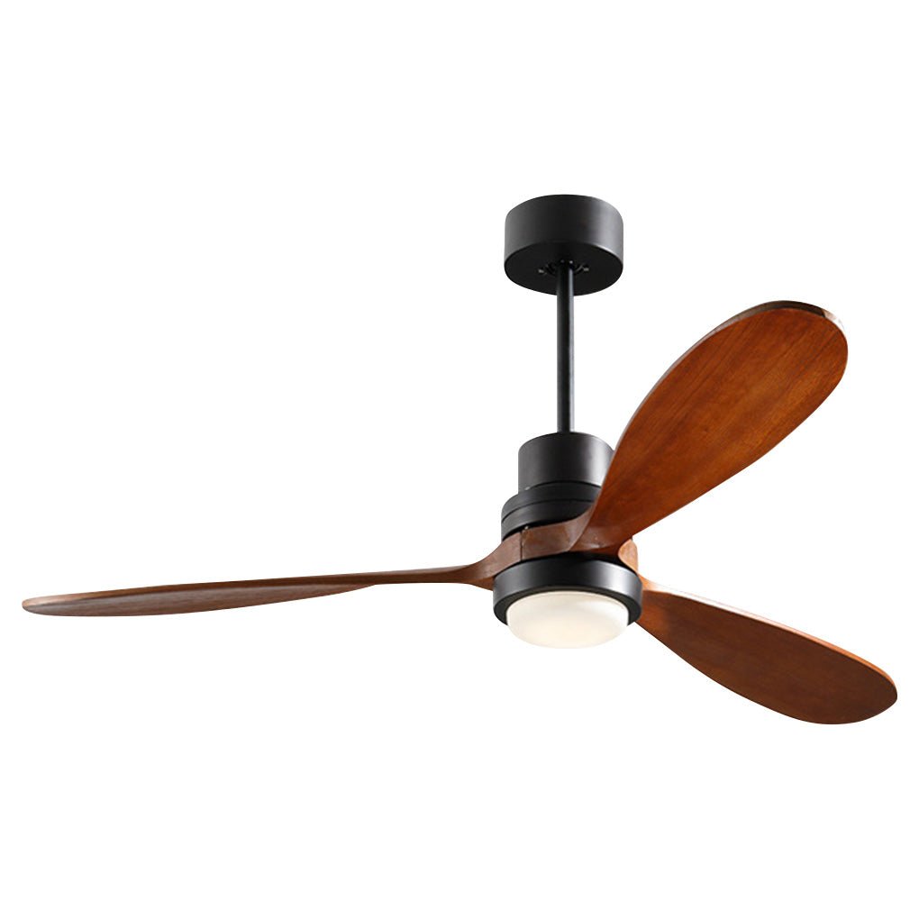 Modern Wood Blade LED Ceiling Fan Lamp with Remote Control and Intelligent Dimming Frequency Conversion