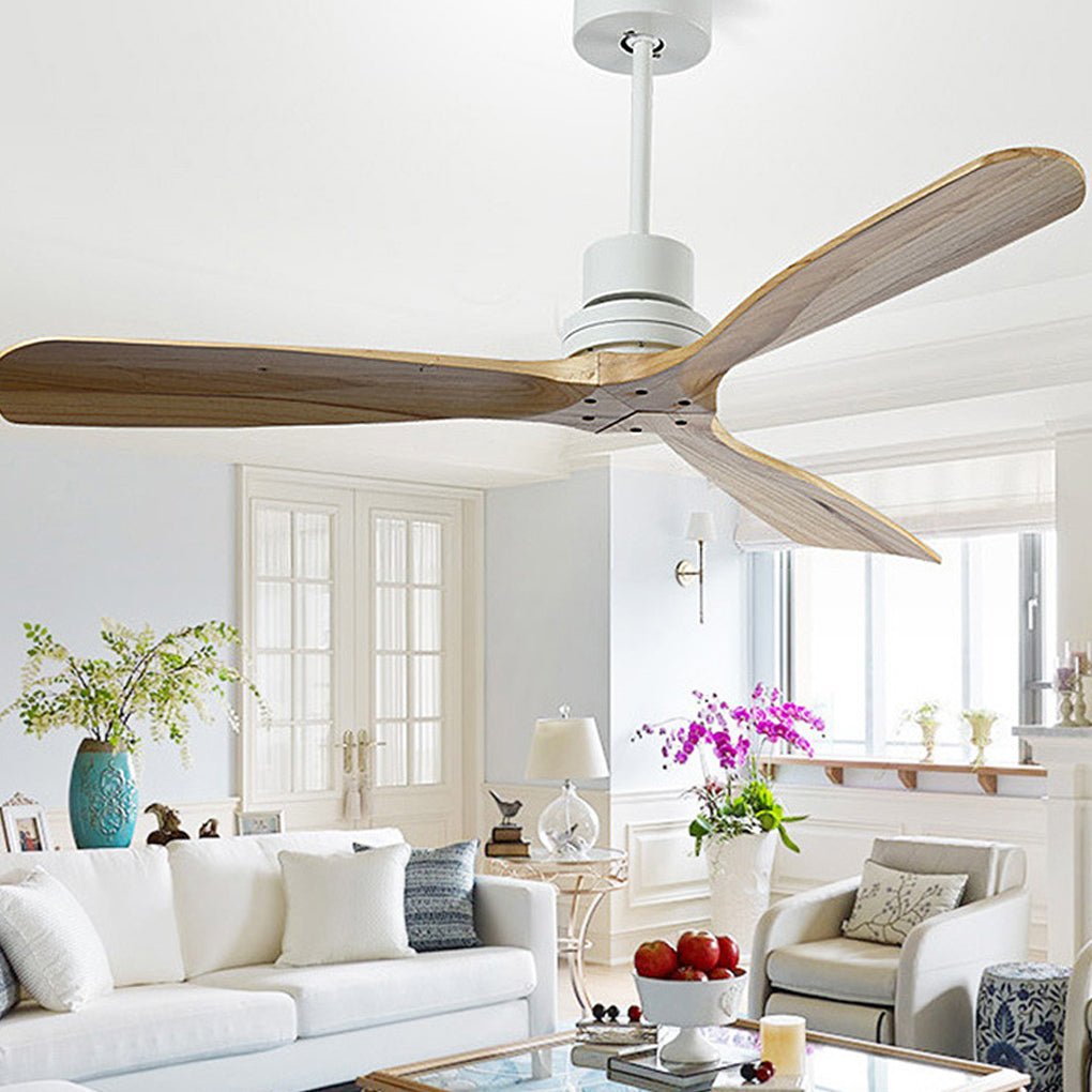 Modern Wood Blade LED Ceiling Fan Lamp with Remote Control and Intelligent Dimming Frequency Conversion