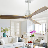 Modern Wood Blade LED Ceiling Fan Lamp with Remote Control and Intelligent Dimming Frequency Conversion