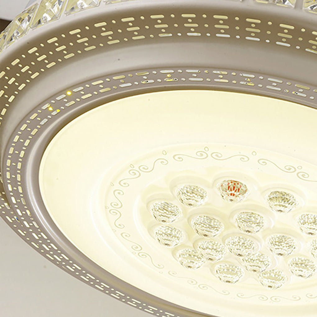 Modern Retractable Blade LED Ceiling Fan with Dimmable Light and Remote Control Function