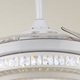 Modern Retractable Blade LED Ceiling Fan with Dimmable Light and Remote Control Function