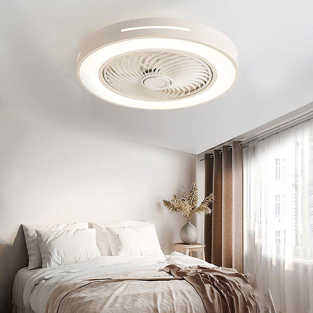 Modern Bladeless Ceiling Fan with LED Light and Smart App Remote Control Inverter Motor for Bedroom