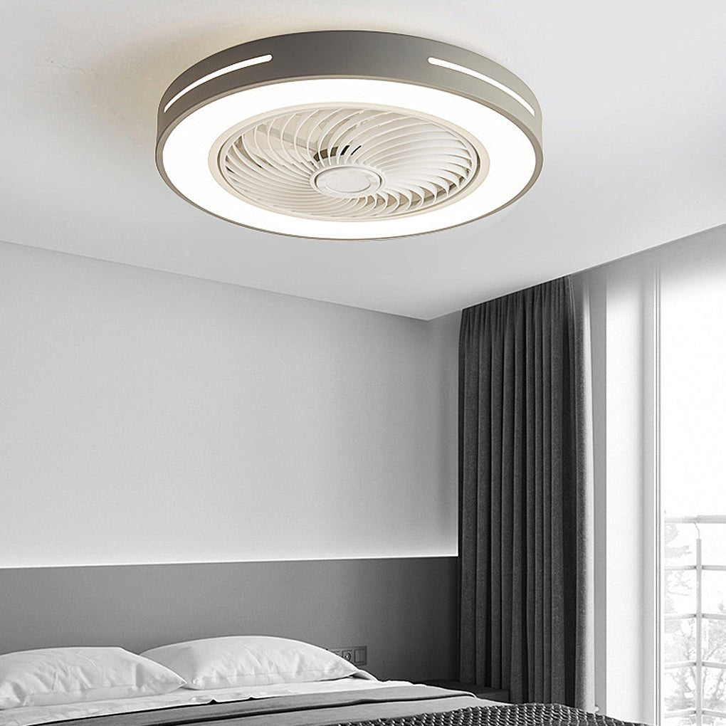 Modern Bladeless Ceiling Fan with LED Light and Smart App Remote Control Inverter Motor for Bedroom