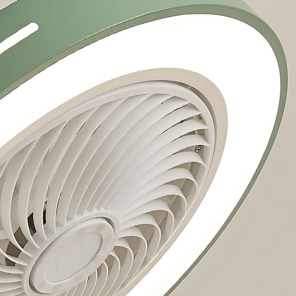 Modern Bladeless Ceiling Fan with LED Light and Smart App Remote Control Inverter Motor for Bedroom