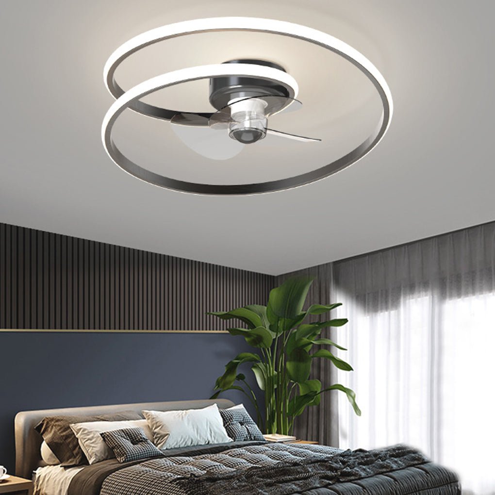 Modern 20 Inch LED Ceiling Fan Light with Inverter Motor and Remote Control Stepless Dimming