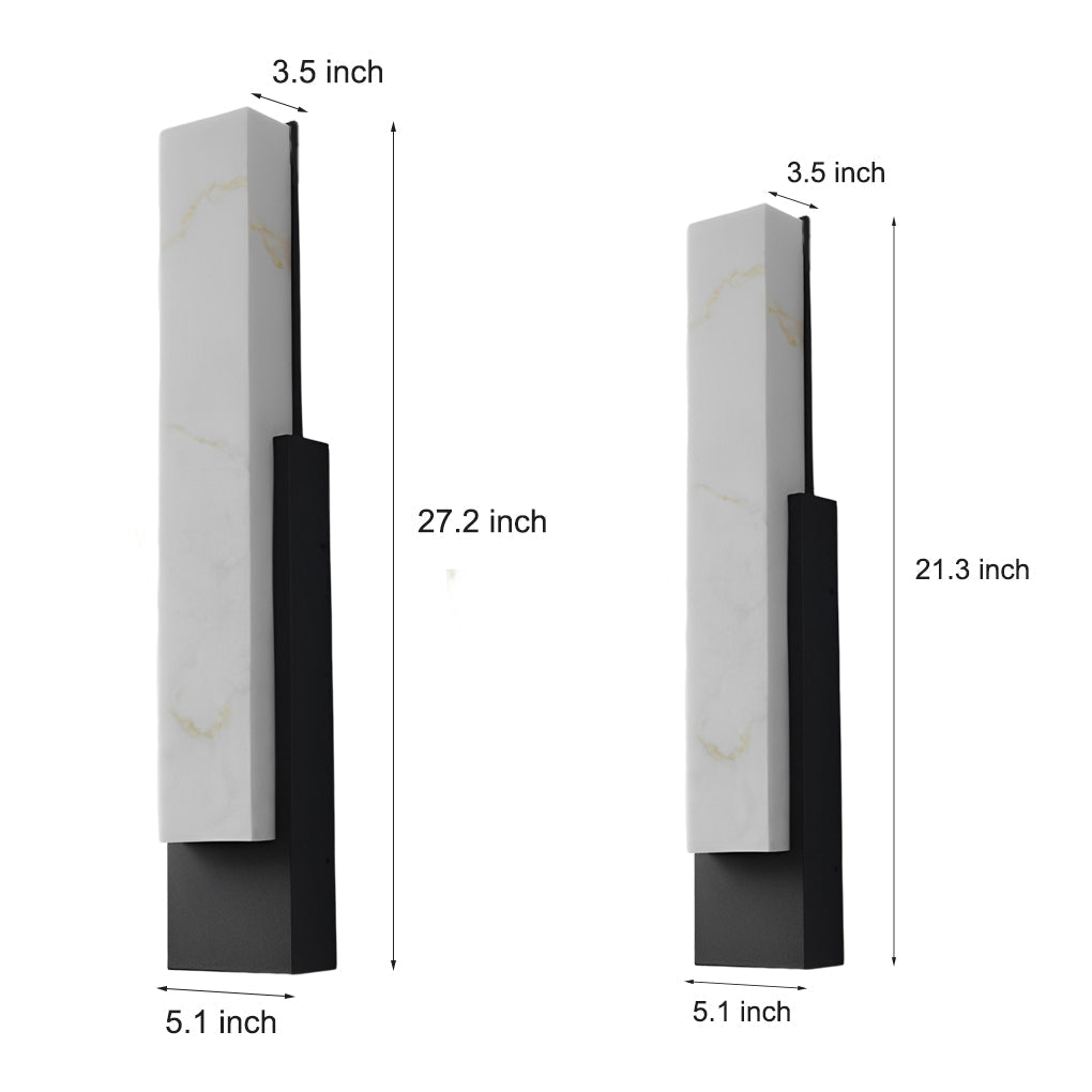 IP54 Waterproof Modern LED Outdoor Wall Light Sconce Black Stainless Steel Imitation Marble