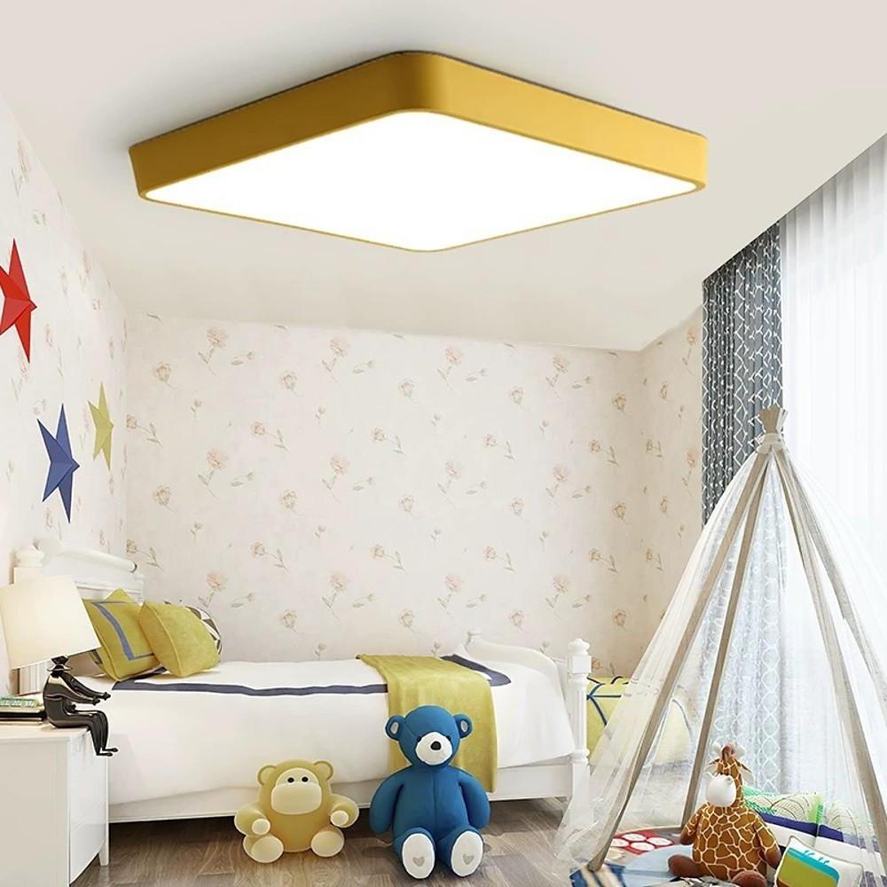 Modern Square LED Flush Mount Ceiling Light Minimalist Metal Fixture for Bedroom and Living Room