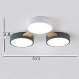 Modern Geometric Wood LED Flush Mount Ceiling Light with Dimmable Circular 5 Light Design