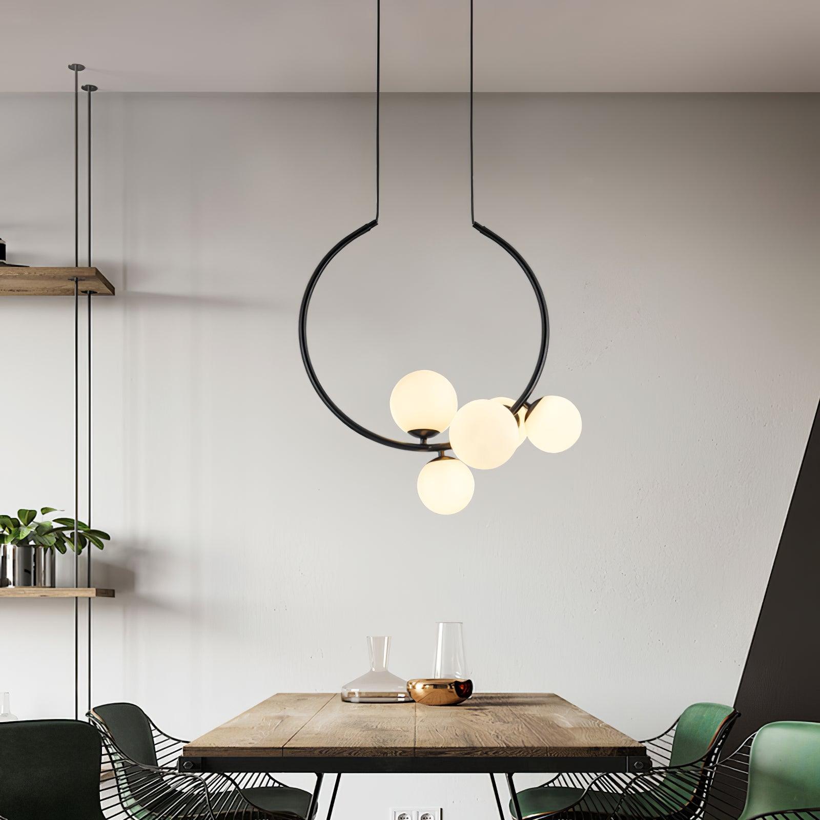 Iridescent Glass Globe Chandelier Circular Bubble Pendant Light Modern Interior Hanging Lamp