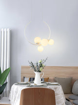 Iridescent Glass Globe Chandelier Circular Bubble Pendant Light Modern Interior Hanging Lamp