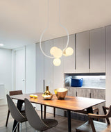 Iridescent Glass Globe Chandelier Circular Bubble Pendant Light Modern Interior Hanging Lamp