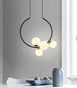 Iridescent Glass Globe Chandelier Circular Bubble Pendant Light Modern Interior Hanging Lamp