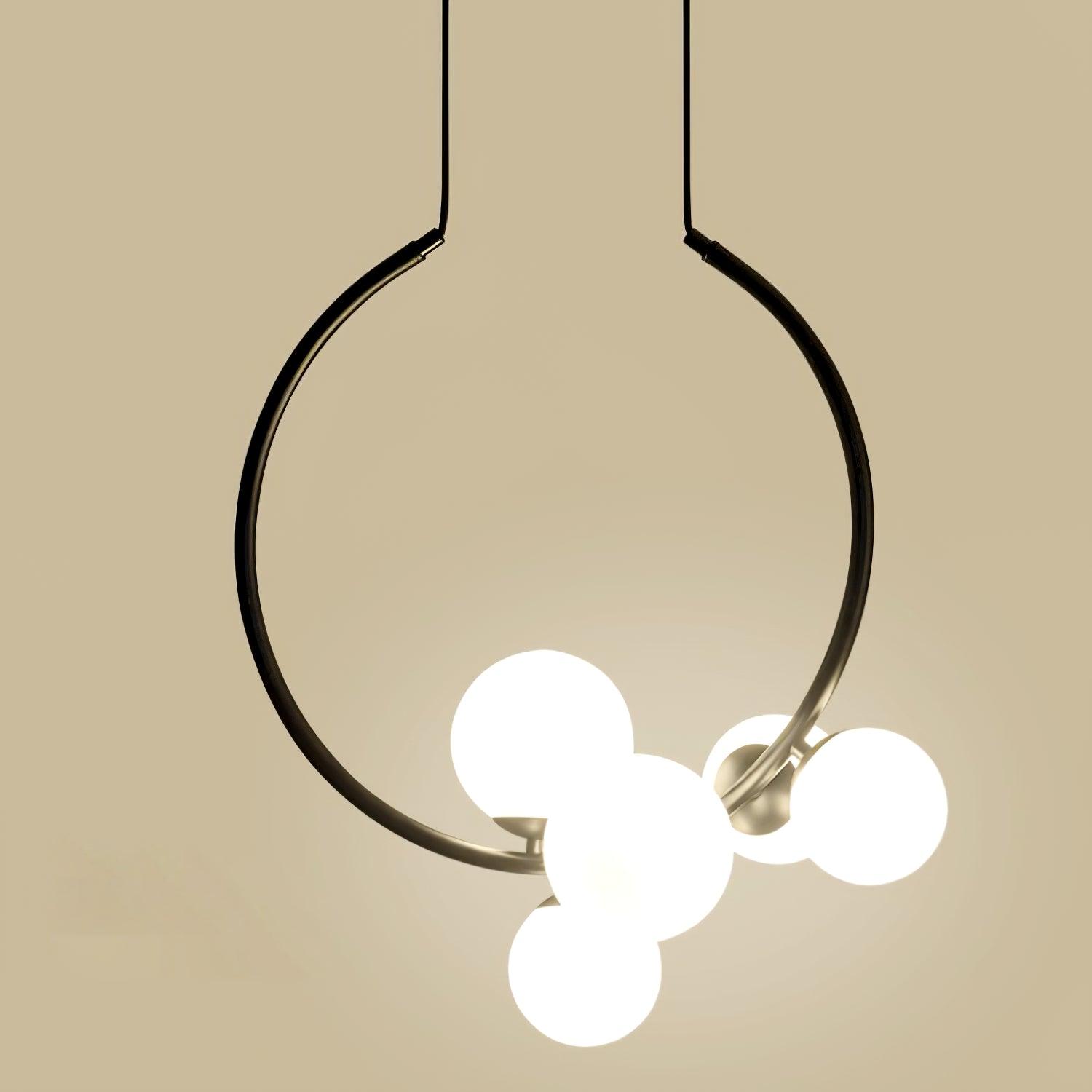Iridescent Glass Globe Chandelier Circular Bubble Pendant Light Modern Interior Hanging Lamp